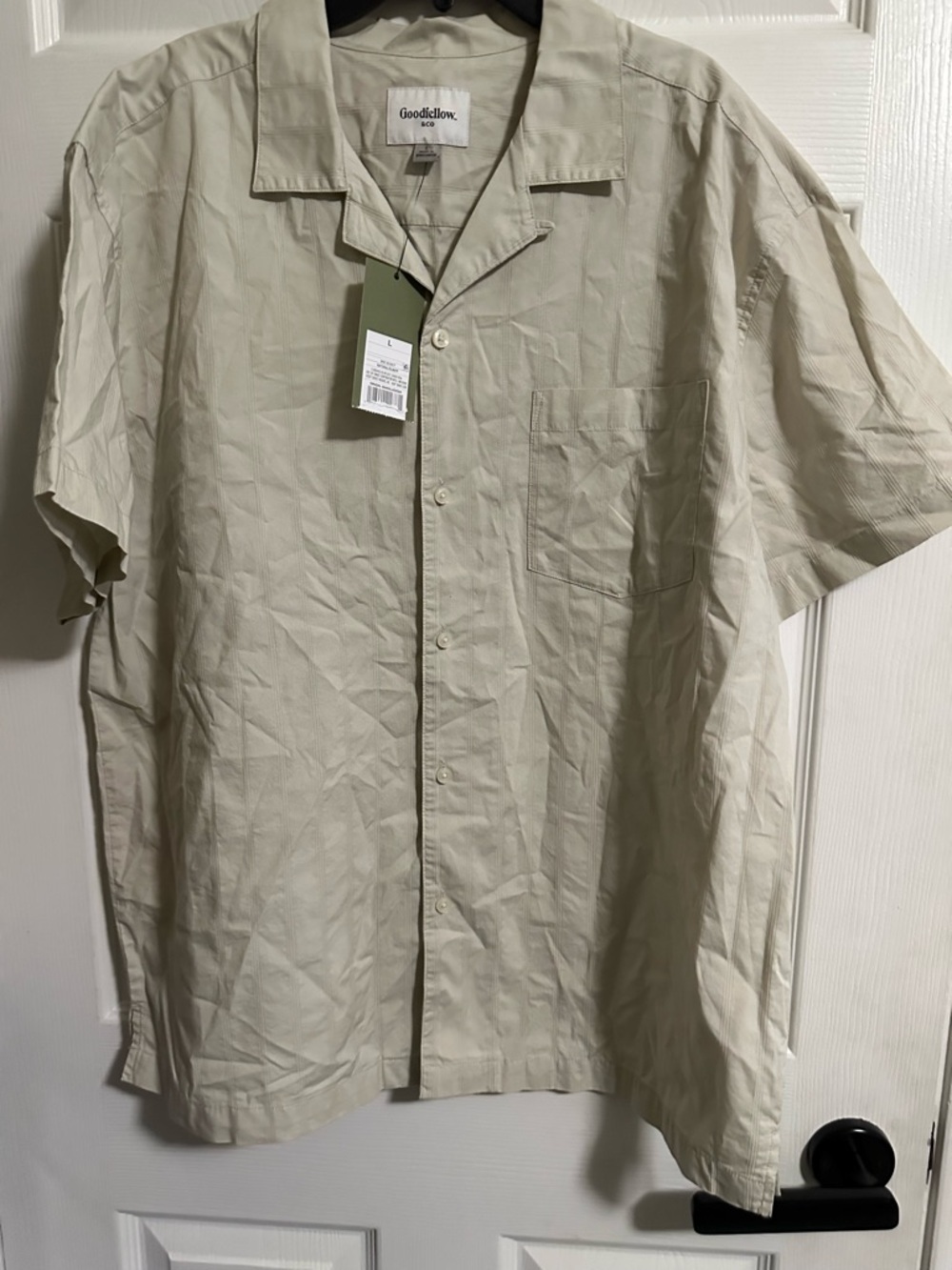 Goodfellow & Co Beige Short-Sleeve Button Up Shirt